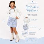 Conjunto Maria Laura Manga Longa Azul