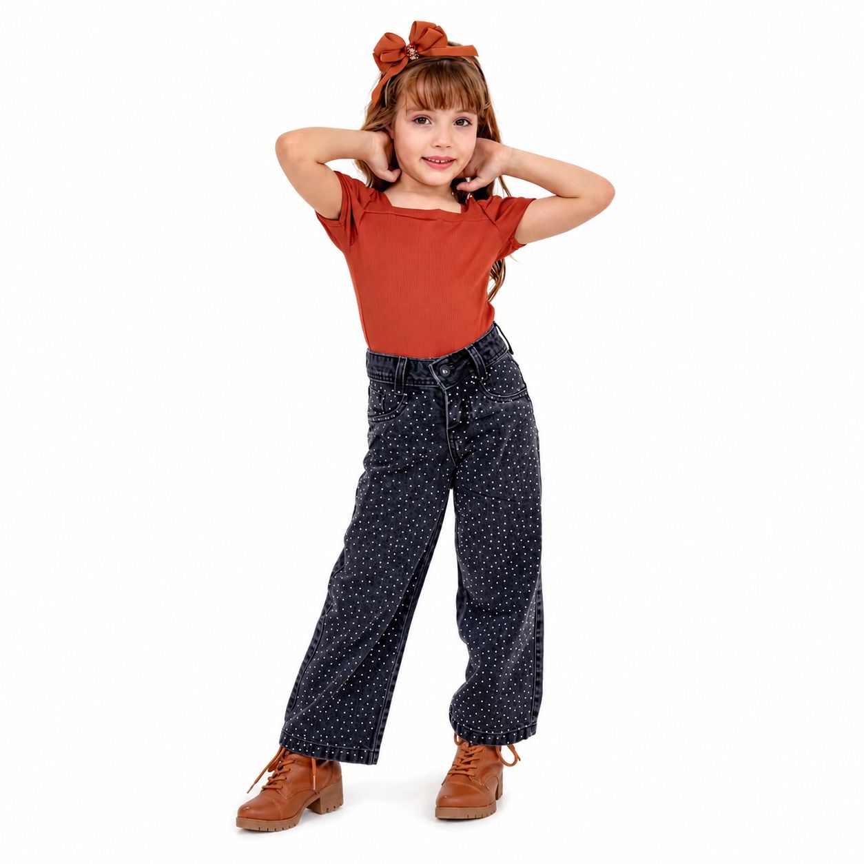 543ff820e78468d7ff57cc29a544f938.jpg Calça Infantil com Stress de Brilho - Imagem 1